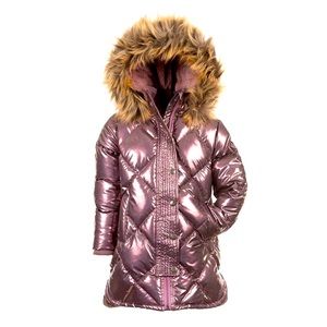 Appaman Kids Sloan Hooded Puffer Coat Metallic Pink size 4